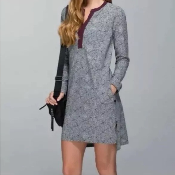 Lululemon Women’s Dress Sz Med Effortless Plush Petal  Bordeaux Athleisure EUC - Picture 2 of 10